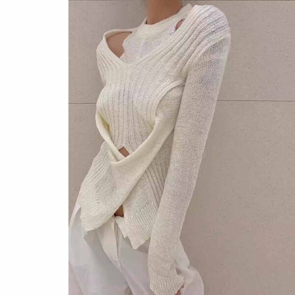 Women's Slim Collar Knitted Sweater - Image 3