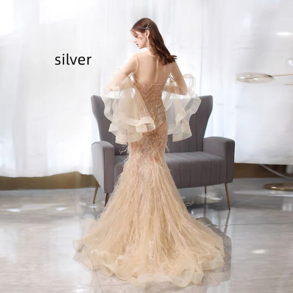 Golden Mermaid Evening Dress Ladies Banquet - Image 2