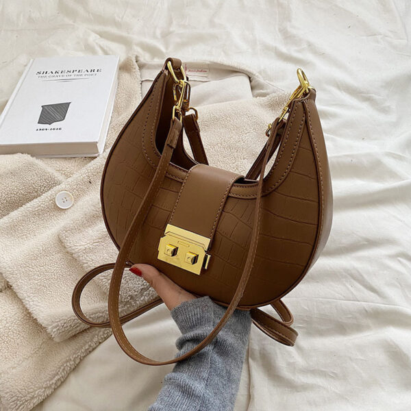 Crescent Gold Edge Lock Single Shoulder Bag - Image 5