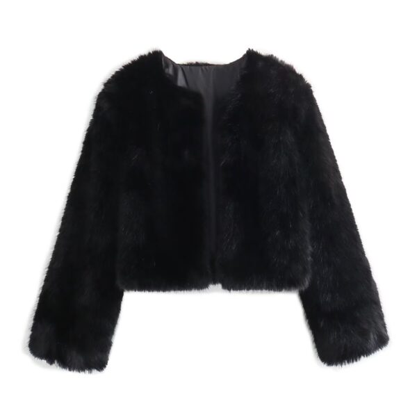 Polyester Imitation Fur Women's Short Cardigan Coat - Image 2