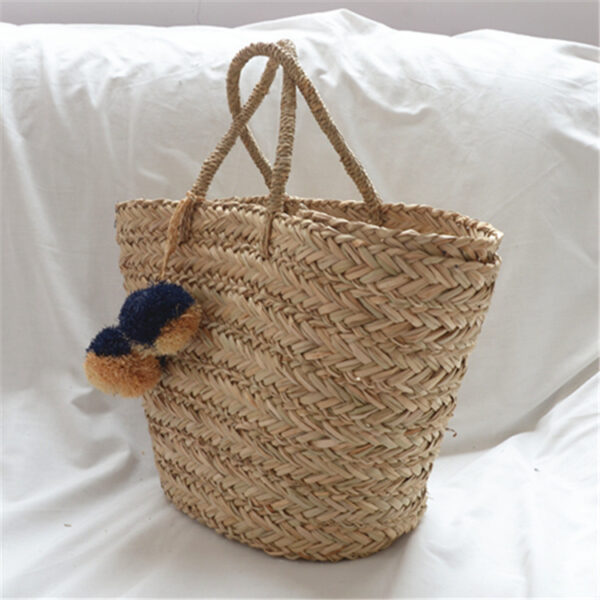 New Straw Braided Bag Hand Woven Raffia Ball Handbag For Women - Image 3