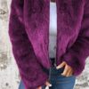 Fashion Stand Collar Plush Jacket Winter Casual Turtleneck Zipper Coat Fleece Tops Women's Clothing - Image 5