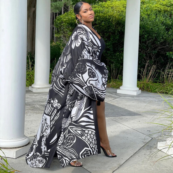 Women's Loose Plus Size Cardigan Kimono Fashion Casual Windbreaker - Image 4