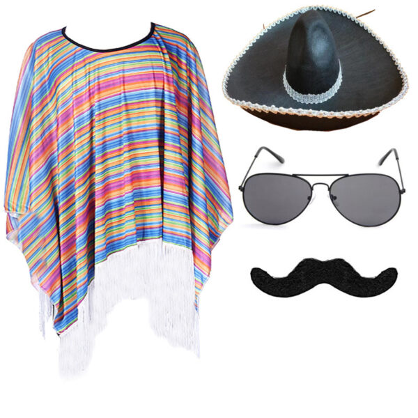 Mexican Cloak Halloween Adult Shawl Children's Cloak Party Beard Hat Party Supplies - Image 8