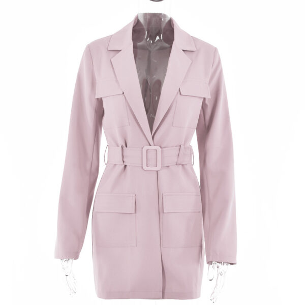 Lapel Long Sleeve Oversized Women's Dress - Image 6