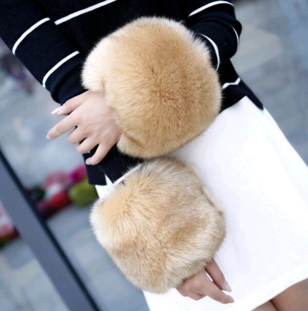 Warm sleeves fur fur cuff gloves windproof cuffs bracelets imitation rabbit fur imitation fox fur wristbands hand ring - Image 5
