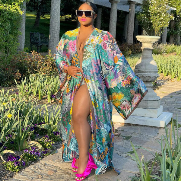 Women's Loose Plus Size Cardigan Kimono Fashion Casual Windbreaker - Image 6
