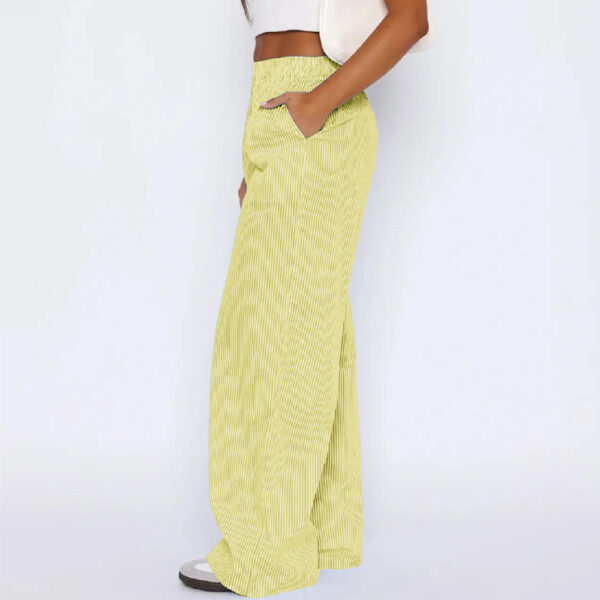 Striped Trousers With Pockets Ins Fashion Casual Wide Leg Straight Pants For Women Clothing - Image 5