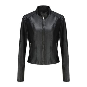 Women's Short Slim-fit Leather Coat