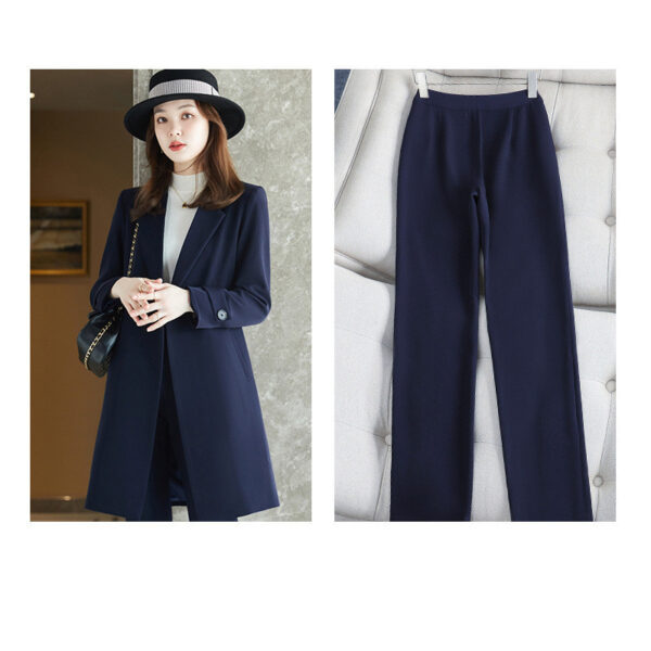 Long Sleeved Suit Jacket Women's Business Wear Long Trench Coat - Image 5