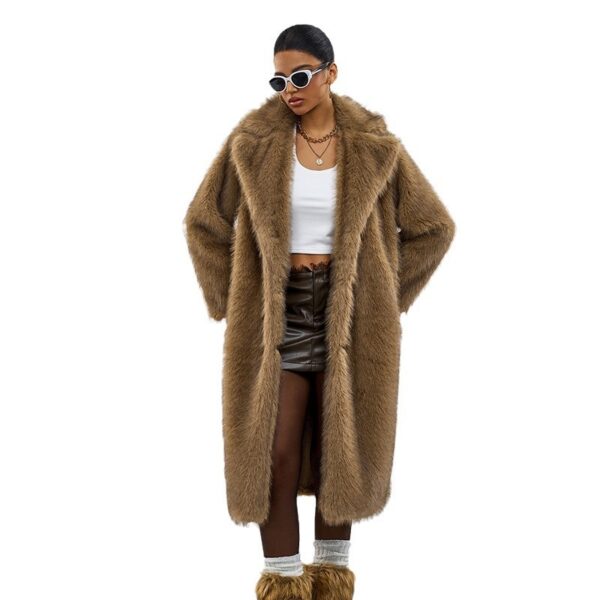 Autumn And Winter Extended Imitation Fur Coat Overcoat - Image 9