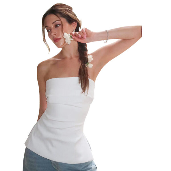 Tube Top Backless Slim Fit Slit T-shirt Top - Image 6