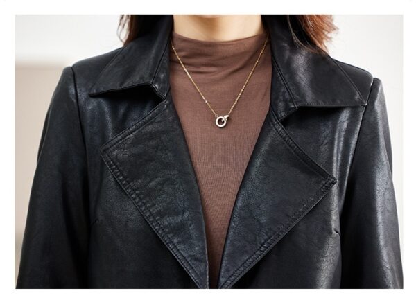 Women's Mid-length Leather Coat Spring And Autumn - Image 4