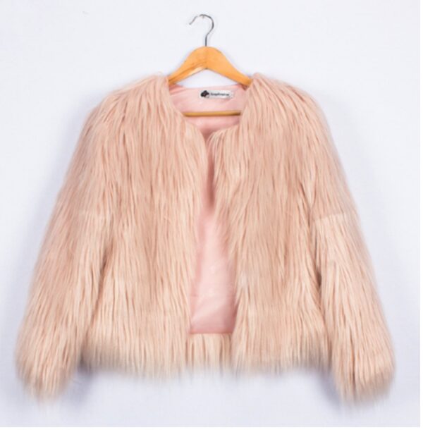 Ladies Fur Long Sleeve Fleece Coat - Image 5