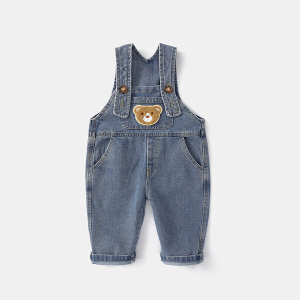 Retro Casual Cartoon Printed Baby Denim Overalls - Image 2