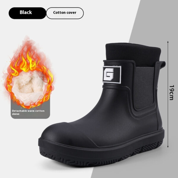 Men's Short Fashion Non-slip Waterproof Shoes Fleece-lined Platform - Image 3