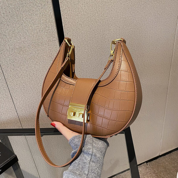 Crescent Gold Edge Lock Single Shoulder Bag - Image 4