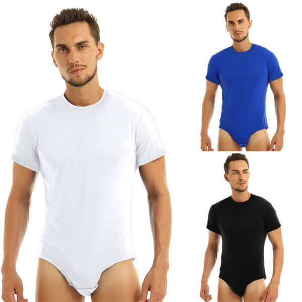 New Short Sleeve Round Neck Button Men's Breathable One-piece Home Pajamas - Image 2