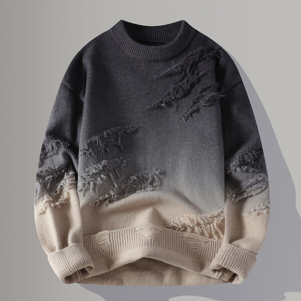 Round Neck Pullover Personalized Gradient Sweater - Image 7