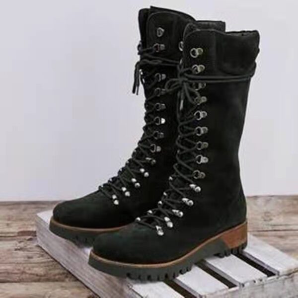 New Autumn And Winter Women's Shoes Plus Size Lace Up Mid Boots - Image 5