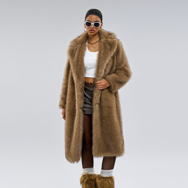 Autumn And Winter Extended Imitation Fur Coat Overcoat - Image 3