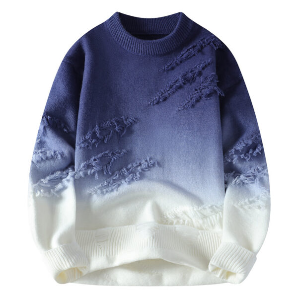Round Neck Pullover Personalized Gradient Sweater - Image 3