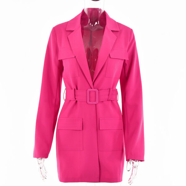 Lapel Long Sleeve Oversized Women's Dress - Image 4