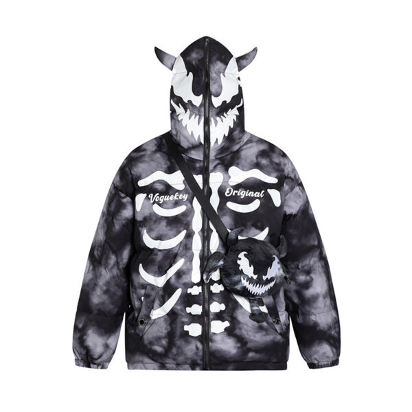 Bone Three-dimensional Angle Cotton-padded Jacket For Men And Women With Small Bag Punk Rock Winter Thick Coat - Image 3