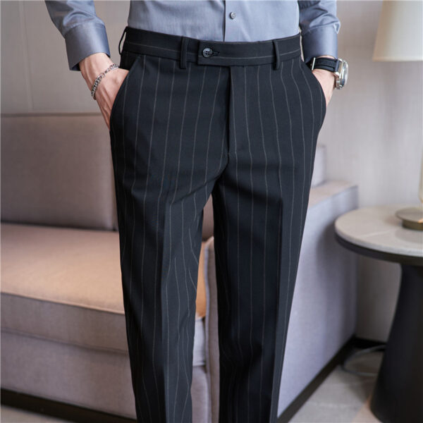 Yarn-dyed Light Luxury Striped Texture Men's Suit Pants Stretch Casual - Image 3