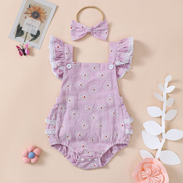 Baby Girl Summer Lace Sling Romper - Image 5