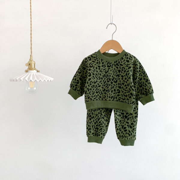 Clothes For Babies Cute Fashionable Leopard Print Sweater Pure Cotton Long Sleeve Suit - Image 4
