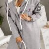 European And American Fashion Hooded Button Long-sleeved Coat For Women - Image 6