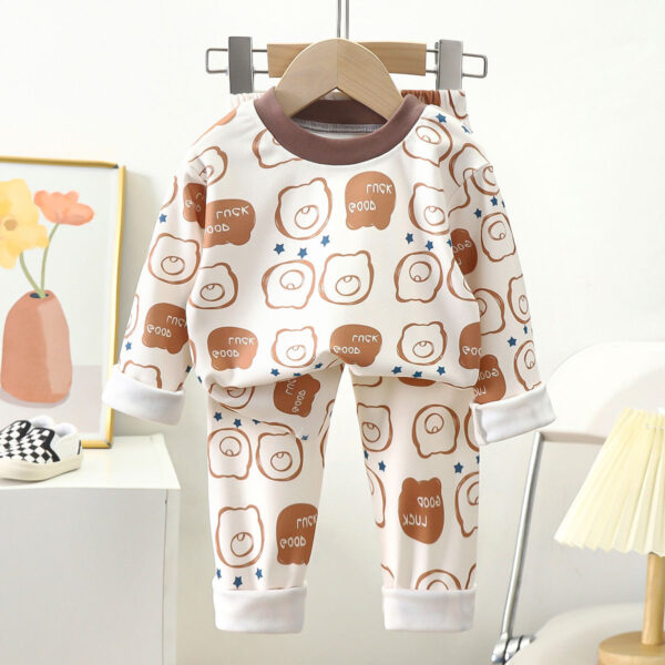 Boys And Girls Two-piece Warm Autumn And Winter Pajamas - Image 3