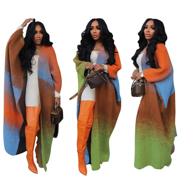Casual Loose Knitted Long Women's Coat - Image 6