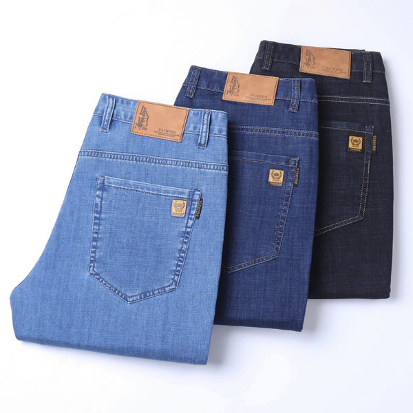 Thin Summer Cotton Elastic Ice Silk Quality Mid-high Waist Jeans - Image 5