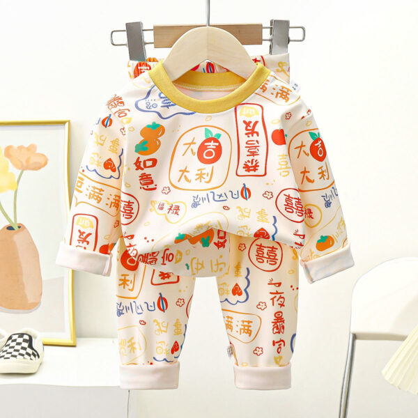 Boys And Girls Two-piece Warm Autumn And Winter Pajamas - Image 4
