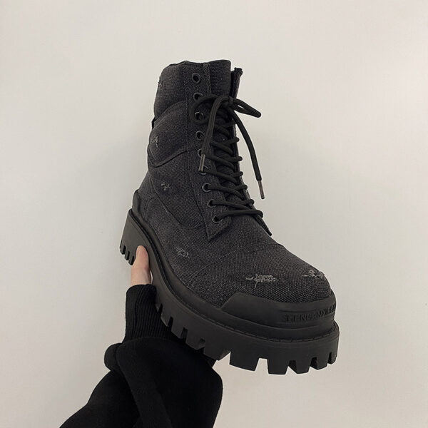 Men's Thick Bottom Ripped Retro Distressed Workwear Martin Boots - Image 3