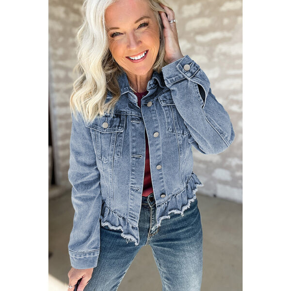 Solid Color Single Row Multi-buckle Jacket - Image 5