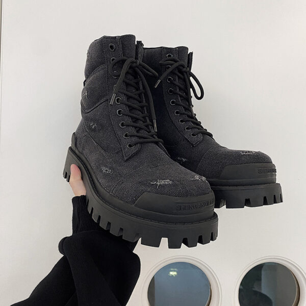 Men's Thick Bottom Ripped Retro Distressed Workwear Martin Boots - Image 5