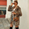 European And American Artificial Fur Women's Suit Collar Long Leopard Print Coat - Image 5