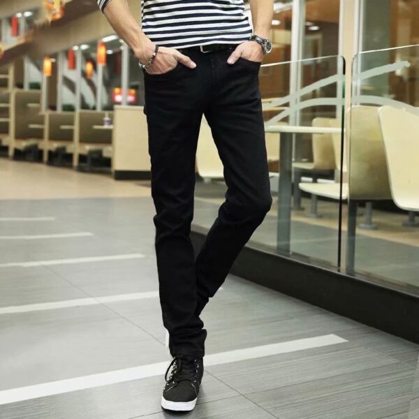 Spring And Autumn Washed Blue Jeans Men's Trendy Slim Trousers - Image 2
