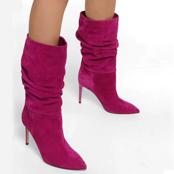 Pointed Stiletto Fashion Catwalk Plus Size Middle Boots - Image 4
