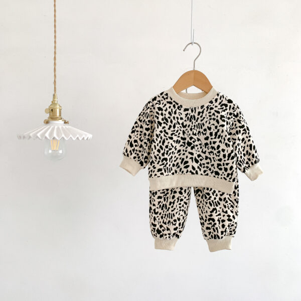 Clothes For Babies Cute Fashionable Leopard Print Sweater Pure Cotton Long Sleeve Suit - Image 6