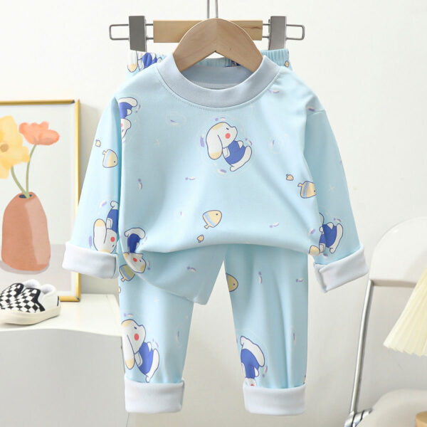Boys And Girls Two-piece Warm Autumn And Winter Pajamas - Image 9
