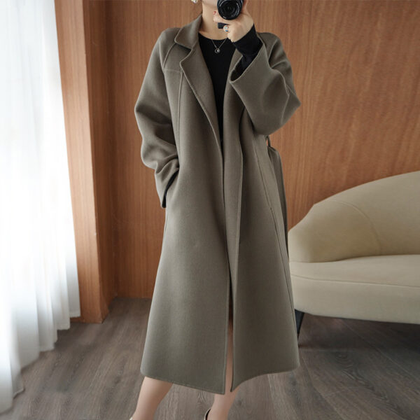 Reversible Cashmere Coat Women's Mid-length Loose Over Knee Coat - Image 3