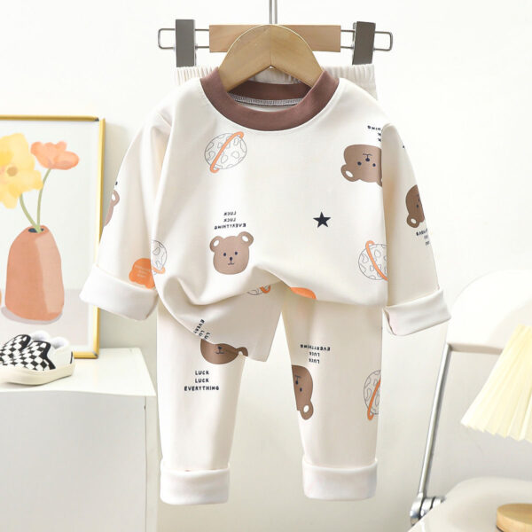 Boys And Girls Two-piece Warm Autumn And Winter Pajamas - Image 8