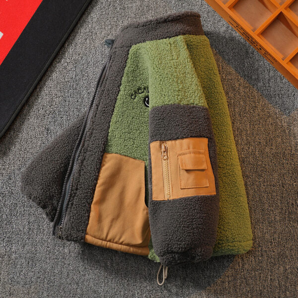 Stitching Contrast Color Fashionable Lamb Wool Warm - Image 3