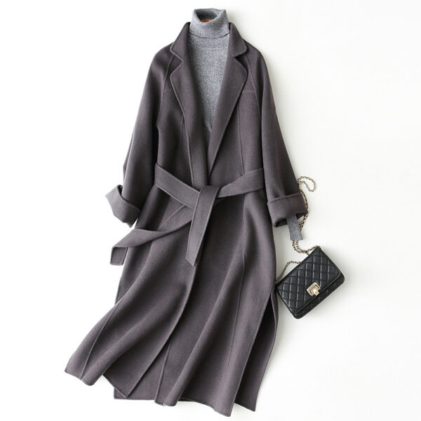 Reversible Cashmere Coat Women's Mid-length Loose Over Knee Coat - Image 2