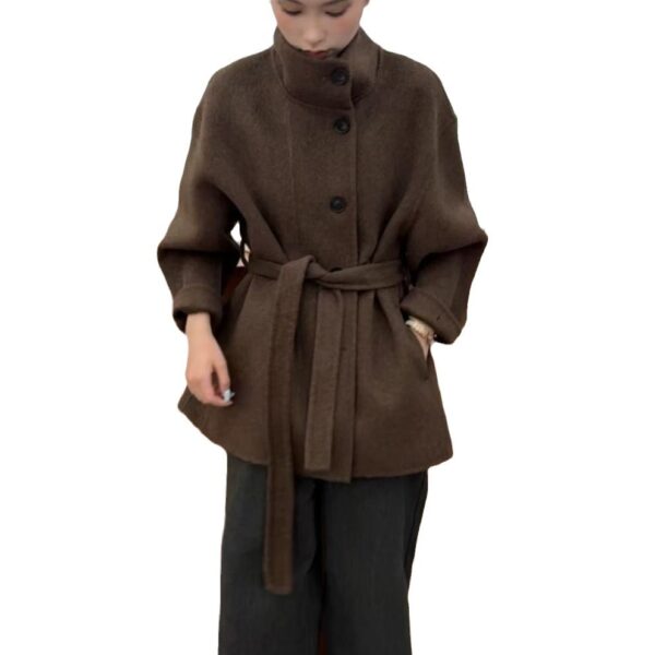 Stand Collar Advanced Loose And Idle Thick Mid-length Double-sided Wool Overcoat - Image 5