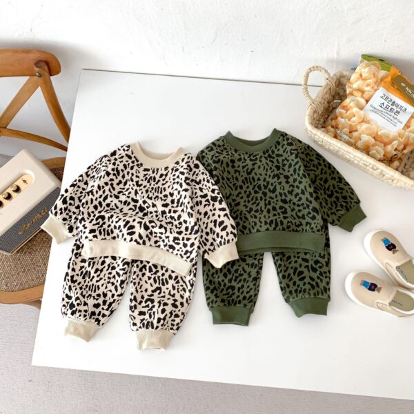 Clothes For Babies Cute Fashionable Leopard Print Sweater Pure Cotton Long Sleeve Suit - Image 3